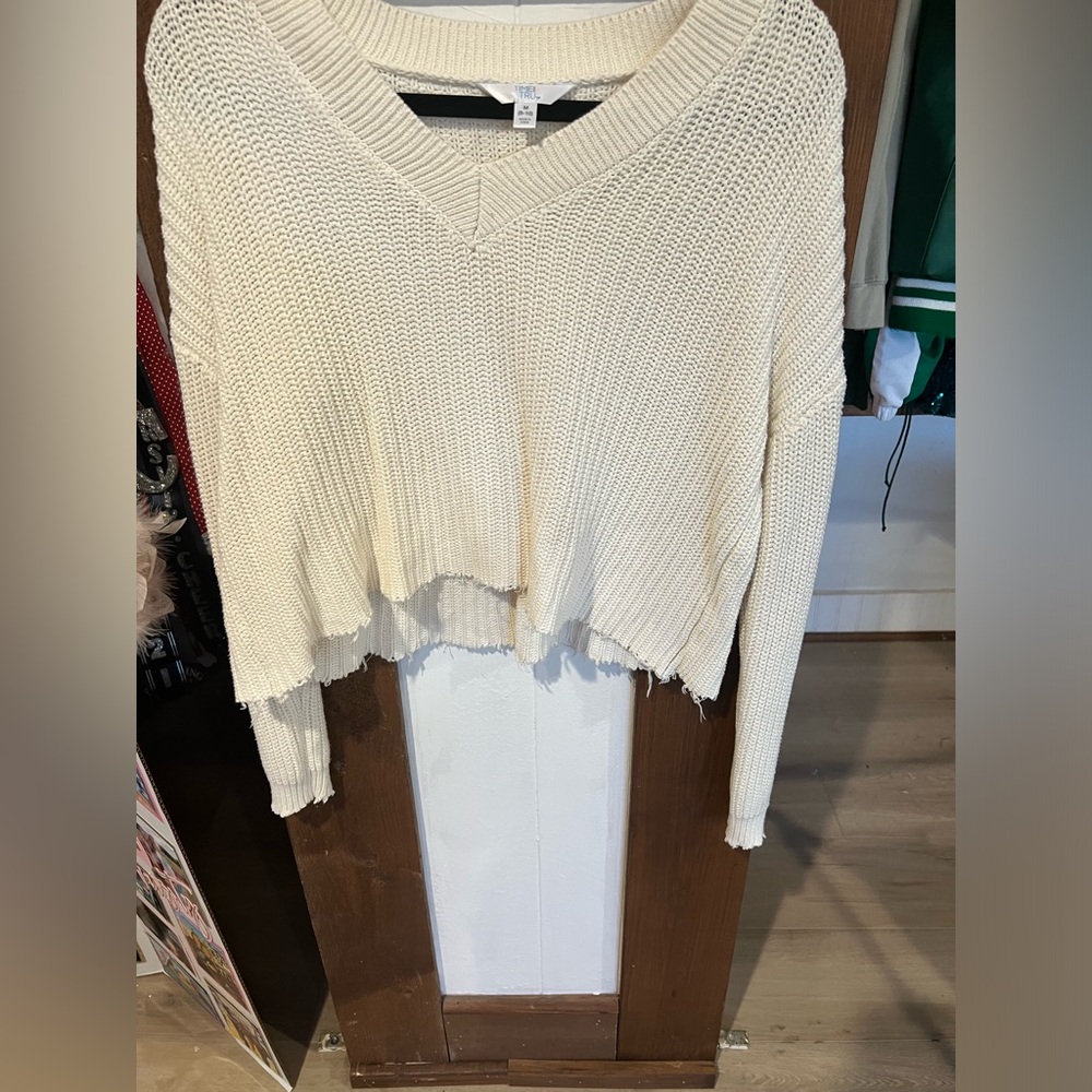 Distressed cream sweater size medium
